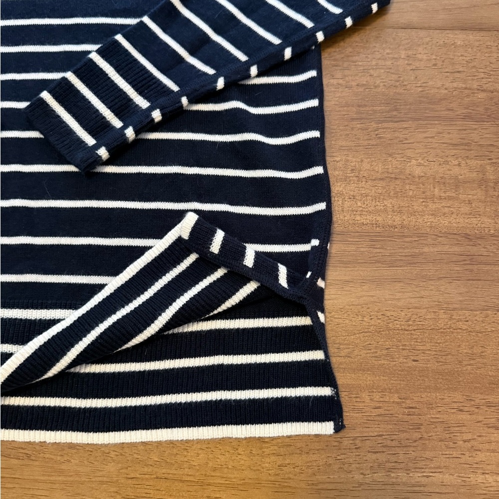 LOFT NWT size XS navy and white striped sweater. - Picture 4 of 6